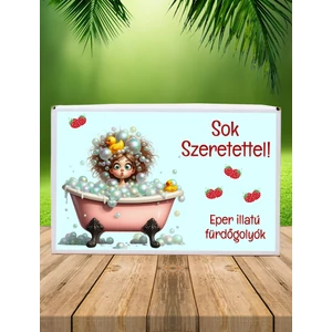 Feliratos Eper illatú 8 db Fürdőgolyó-Sok szeretettel