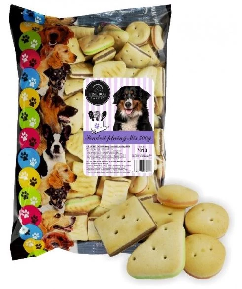 RD7013 KUTYAKEKSZ TÖLTÖTT SZENDVICS MIX 500G JUTALOMFALAT FINE DOG