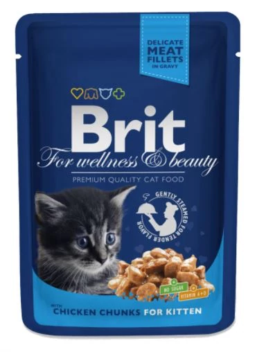 BRIT PREMIUM CAT 24X100G ALUTASAK KITTEN CHIKEN NEDVESTÁP MACSKA