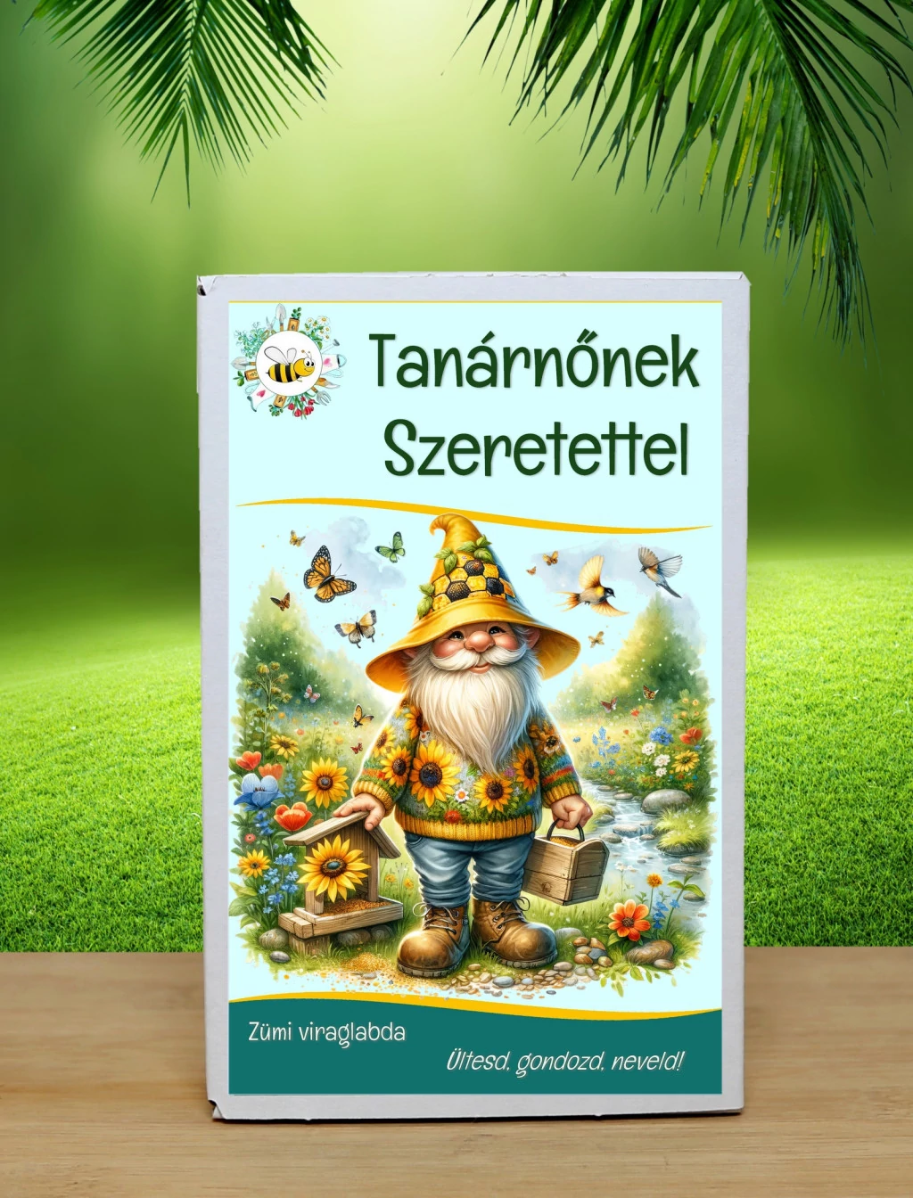 6 db.-os Feliratos Tanárnőnek Szeretettel viráglabda-évelő vadvirág vetőmag keverékkel